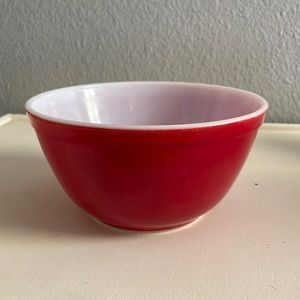 Red pyrex mixing bowl